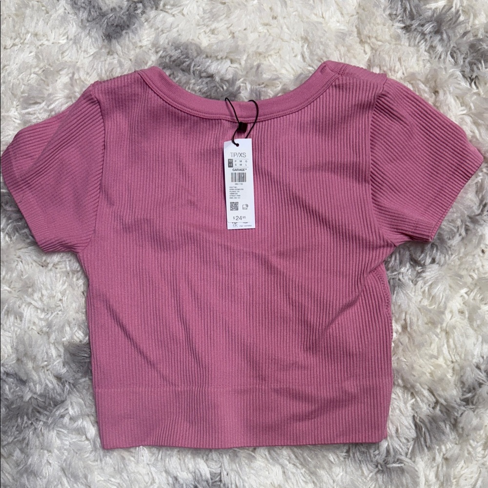 Garage Women's Mauve Ribbed Crop Top - Picture 2 of 3